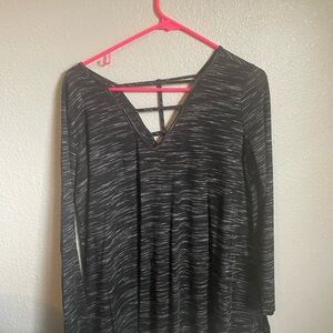 Black and Gray Striped Long Sleeve Top
